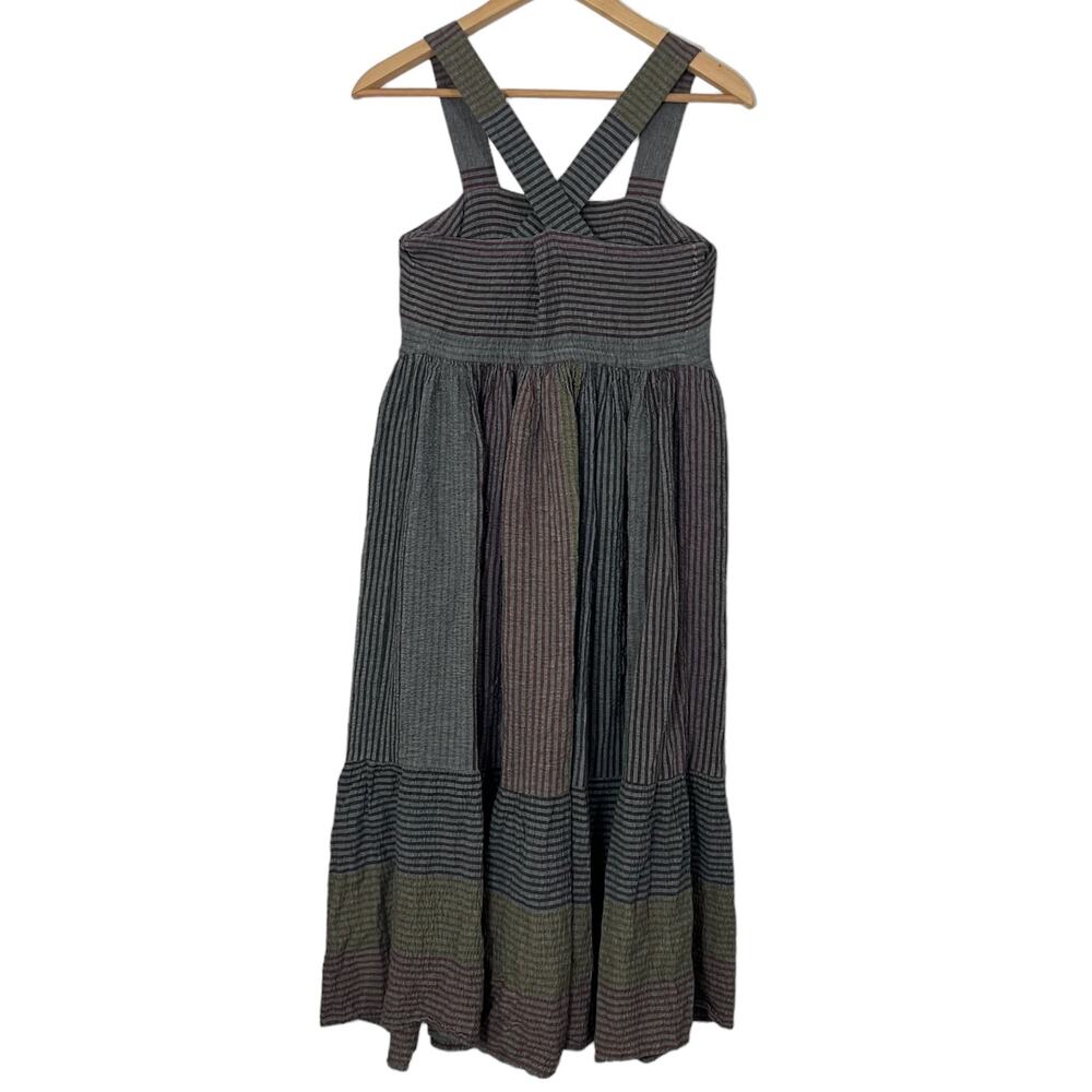 Sita Murt Striped Crepe Midi Dress Lightweight Comfy Cross Back BOHO Size Small - Picture 6 of 11